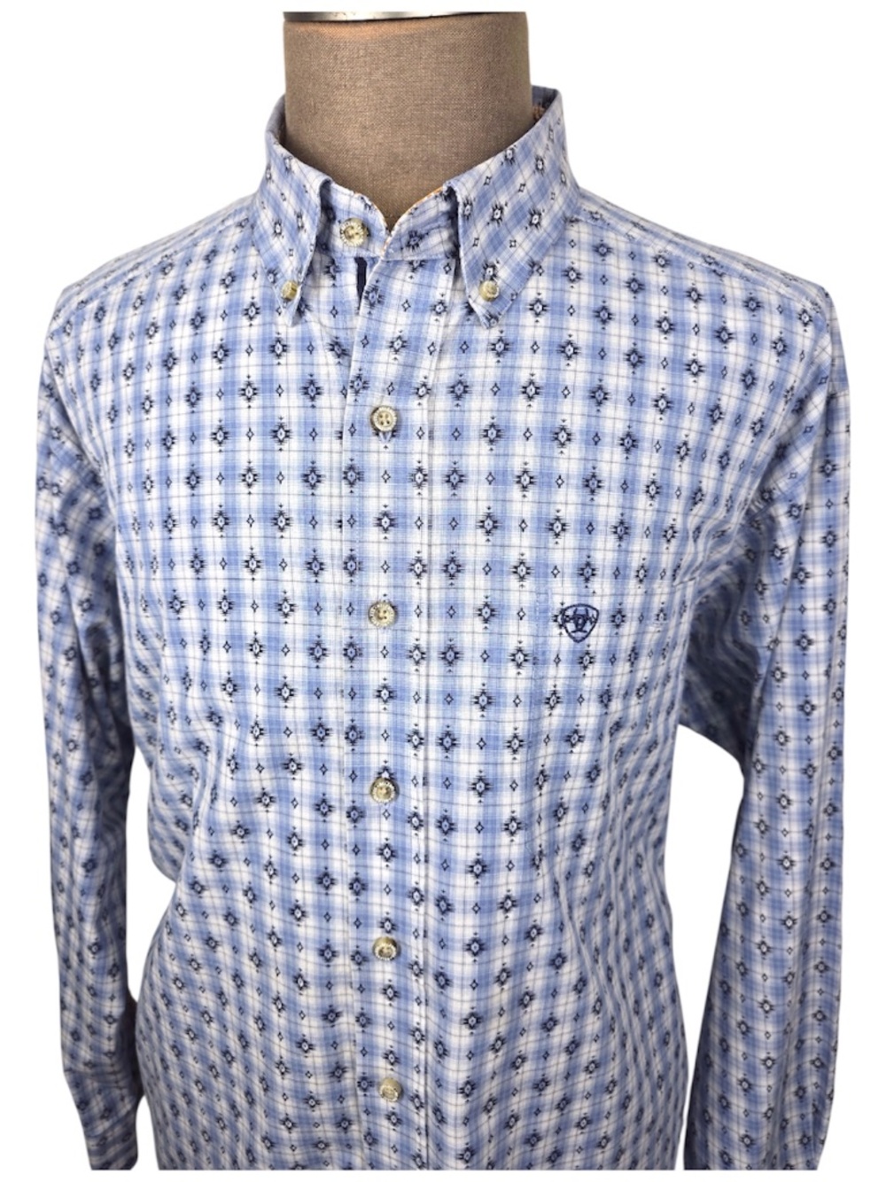Ariat Relentless Men’s Concrete Stretch Classic Fit Western Shirt Blue XXL